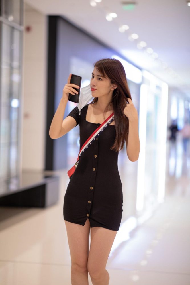 逛商场的黑色包臀裙美丽女孩【385P】00050-多米街拍