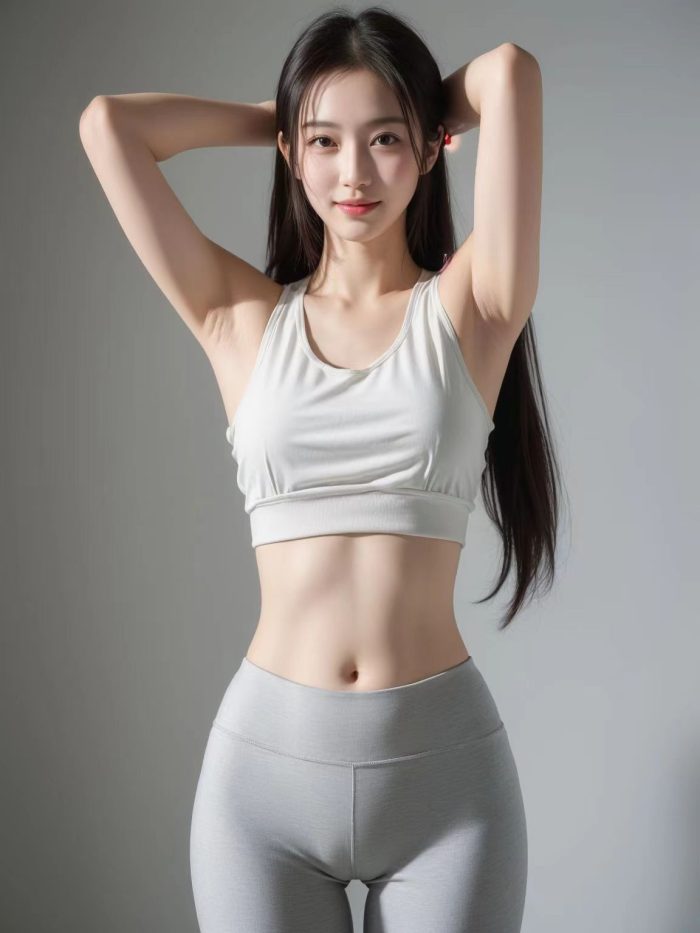 AI瑜伽裤清纯妹子系列图-多米街拍
